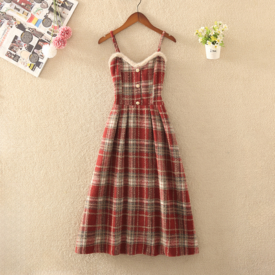 通勤A字裙涤纶格子女装