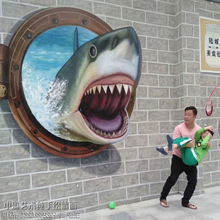 网咖手绘墙网吧墙面装饰餐厅时尚墙画咖啡厅漏印模板背景墙绘壁画