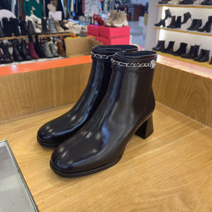 KISS KITTY2025冬新款通勤羊皮时装靴高跟靴粗跟瘦瘦靴SA54736-36