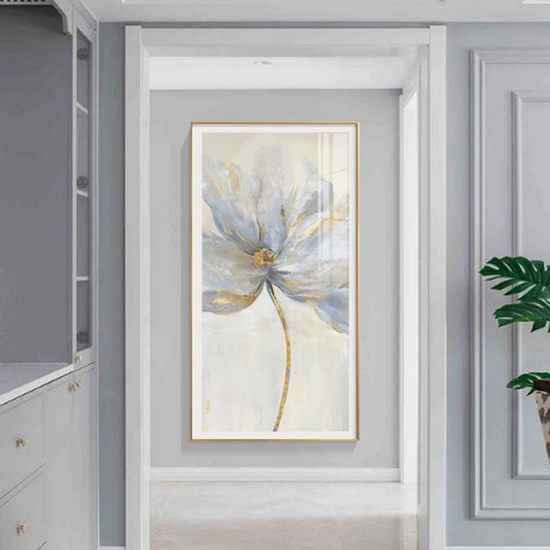 美式现代花卉玄关装饰画高档轻奢客厅进门墙挂画过道简约竖版壁画图片