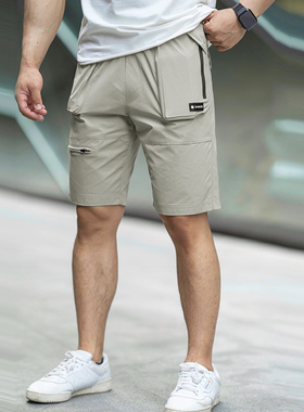 EVENSO Fuel机能风宽松休闲运动短裤 薄款透气松紧纯色速干健身裤