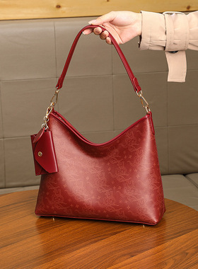 Caring&Keyed红色新娘手提女包单肩腋下包小众设计高级大容量斜挎