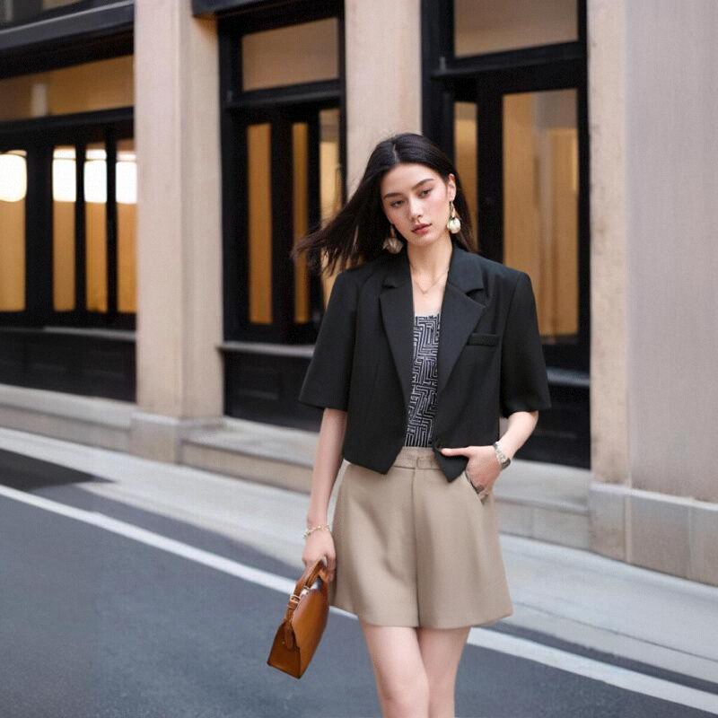 短袖西装外套女2025春季新款