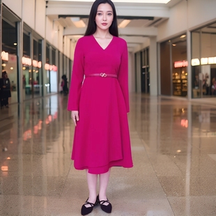 正式场合名媛赫本风裙子欧美减龄高级感大摆裙连衣裙到脚踝超长款