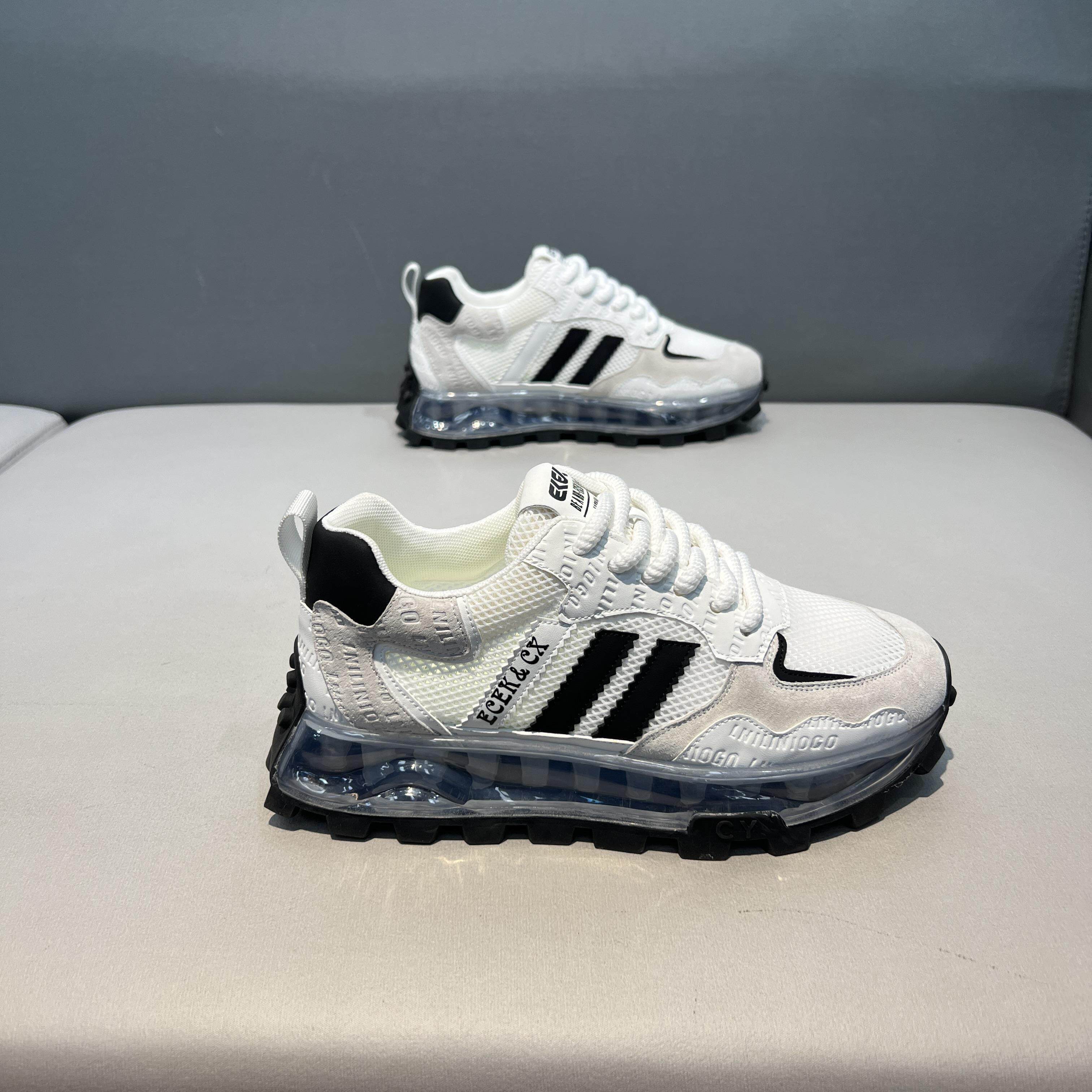 秋季新款三道杠气垫阿甘鞋男网面透气休闲运动老爹鞋欧洲站男鞋