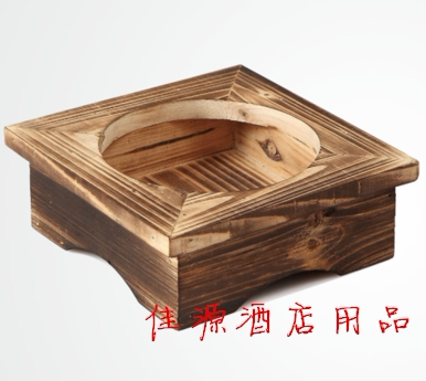 商用韩式石碗四方形木垫16cm