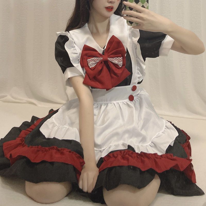 小恶魔吸血鬼黑红洛丽塔女仆装cos服角色扮演者连衣裙日常服现货