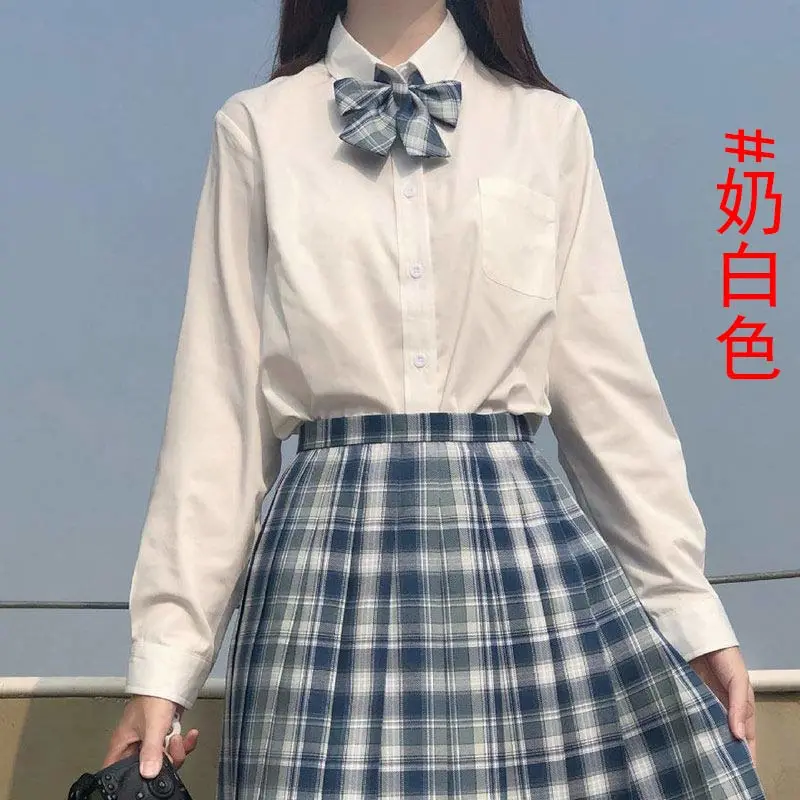 白色衬衫女加绒原创jk制服学生大码寸衫长短袖基础款衬衣秋季上衣