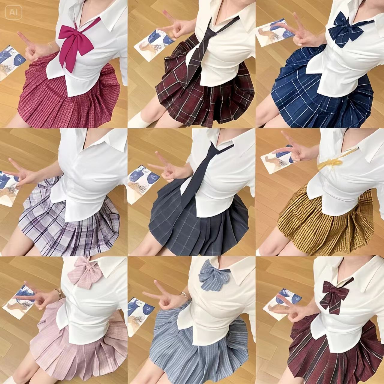 妙氏原创jk格裙百褶裙套装学院风