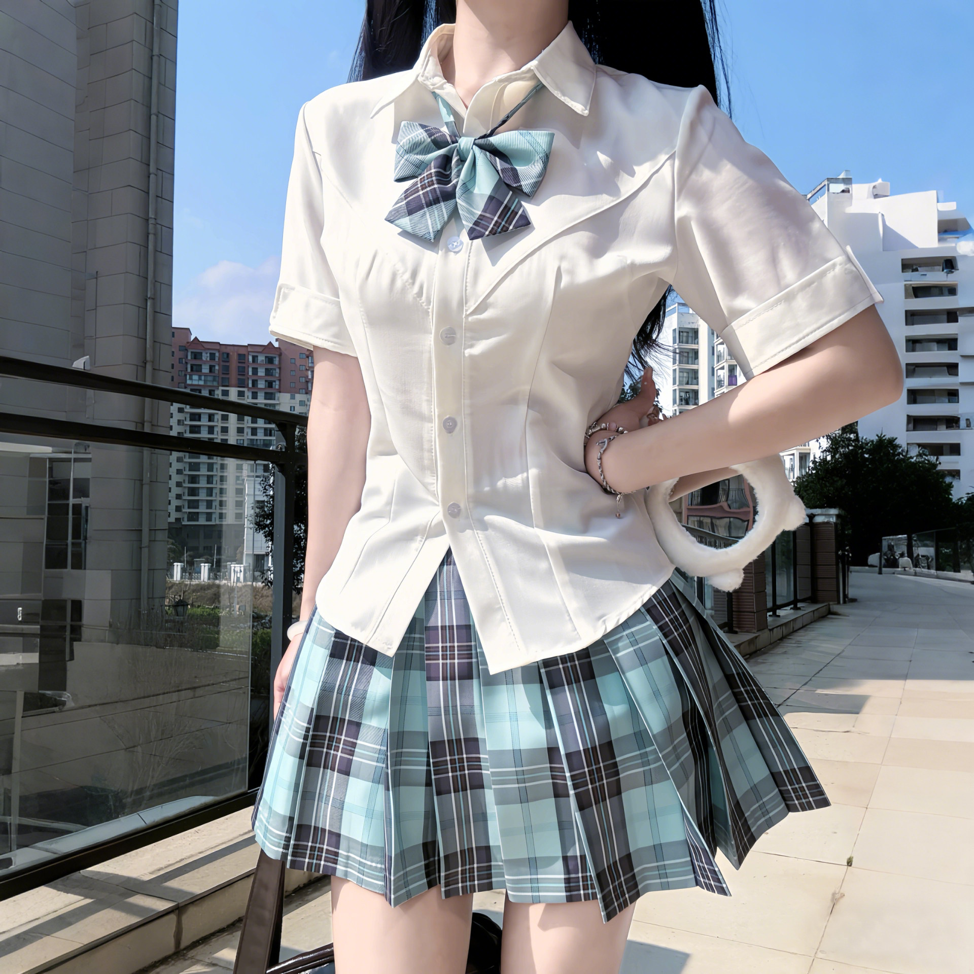 妙氏jk制服套装正版原创格裙女生校供学院风百褶半身裙春夏单格裙