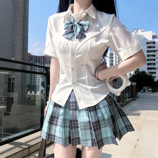 妙氏jk制服套装 原创格裙女生校供学院风百褶半身裙春夏单格裙 正版