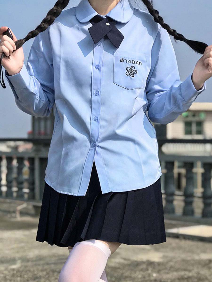 jk制服女学院风衬衫裙子泰国泰式校服娜诺高中生毕业班服运动会服 女装/女士精品 衬衫 原图主图