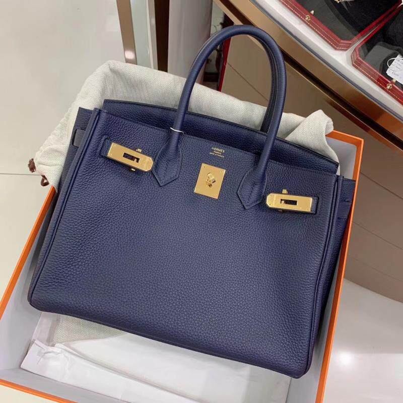 【97新】二手奢侈品birkin30午夜蓝金扣togo皮女士手提包包回收