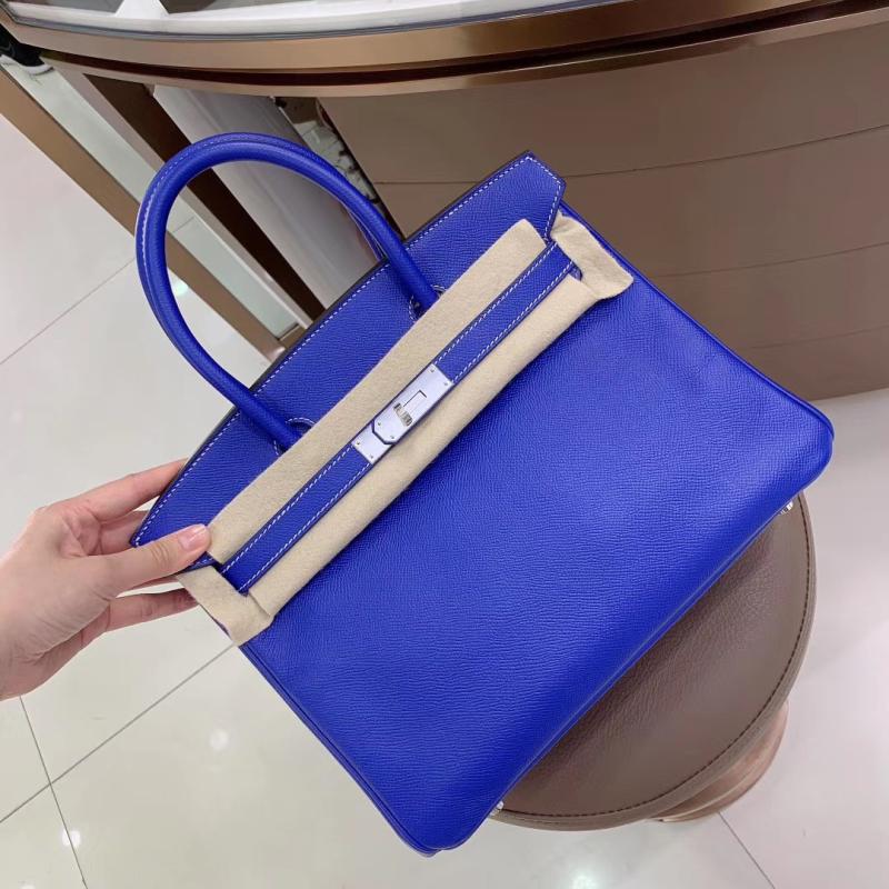 【98新】二手奢侈品birkin30电光蓝内拼色银扣O刻ep皮女士手提包 箱包皮具/热销女包/男包 通用款女包 原图主图