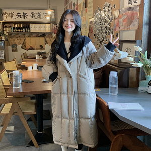 高级感超好看假两件羽绒服女冬季长款2025新款慵懒风白鸭绒外套潮图片