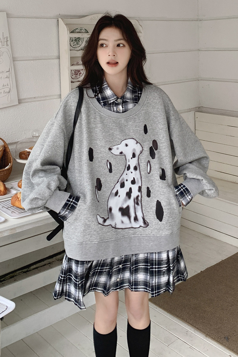 现货26春装印花假两件卫衣连衣裙2D152-511-P120K178,女装连衣裙,2D152
