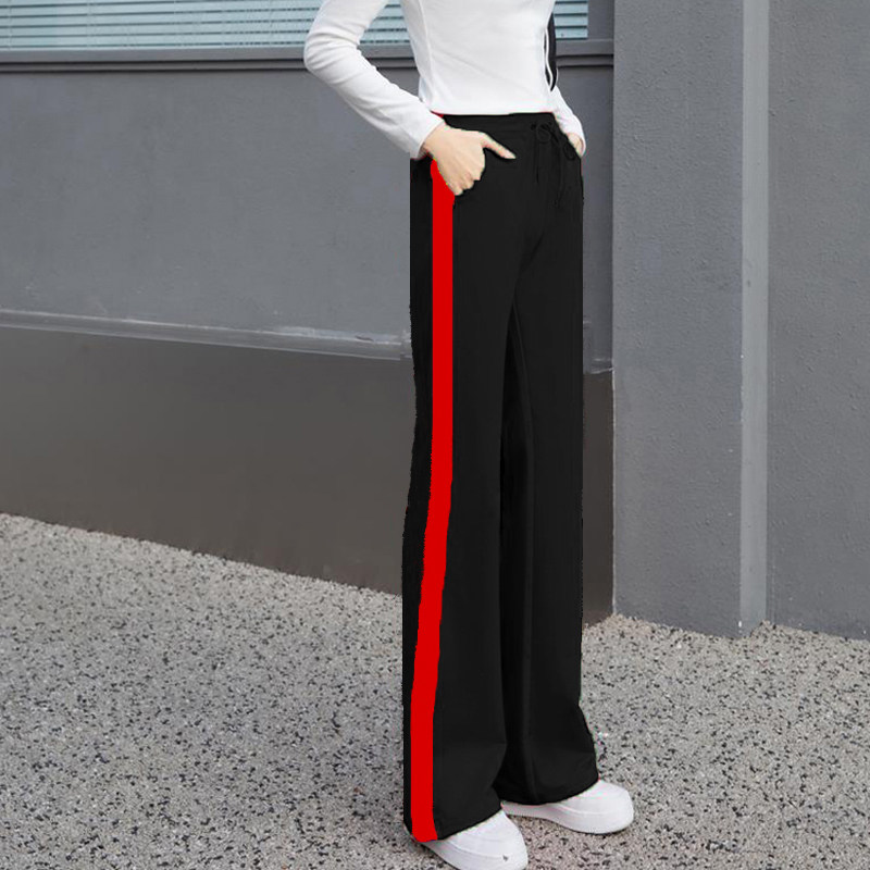 裤子女春秋薄款运动休闲裤2025新款侧条纹直筒长裤垂感高腰阔腿裤,女装/女士精品,休闲裤,淘宝优惠券,粉丝福利购,淘宝优惠卷