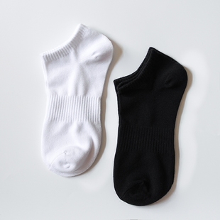 5双 纯棉全棉黑色白色纯色束腰吸汗防臭简约商务运动 短袜男春夏季