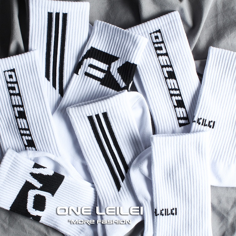 4双长筒袜子男高帮袜街拍字母