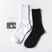 中长筒袜子纯色黑白色纯棉透气潮流百搭长款 4双 男士 潮流商务学院