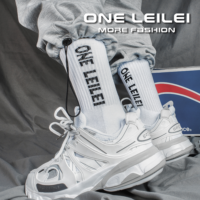 高帮字母提花时尚百搭风长筒袜