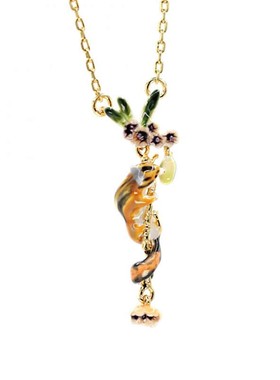 珐琅花栗鼠锁骨链原创设计师