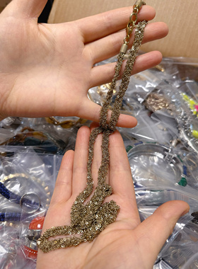 欧美外贸库存尾货孤品处理不退换老货牌子货复古金长款项链毛衣链