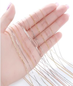 18K金项链女O字链锁骨链素链AU750黄金玫瑰金彩金加长款细款单链