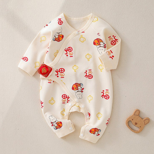 新生婴儿衣服0到3个月a类纯棉满月宝宝春秋冬装初生儿夹棉连体衣