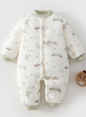 新生婴儿儿衣服冬装初生外穿a类纯棉66码宝宝连体衣夹棉加厚哈衣