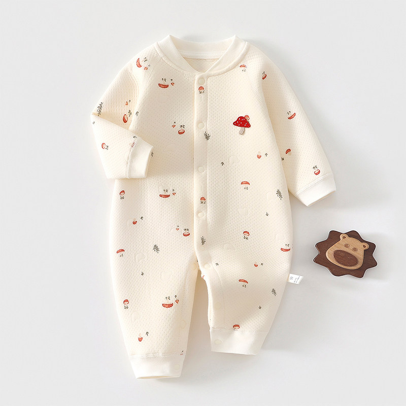 新生儿夹棉连体衣婴儿衣服初生秋冬小月龄宝宝外出服保暖哈衣爬服