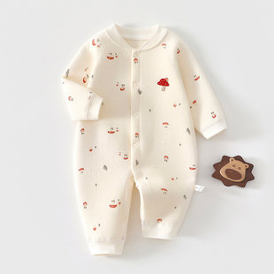 新生儿夹棉连体衣婴儿衣服初生秋冬小月龄宝宝外出服保暖哈衣爬服