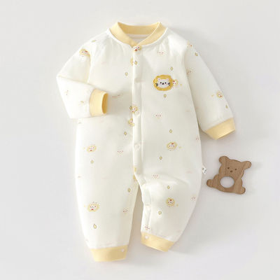新生婴儿儿衣服a类纯棉秋冬装夹棉加厚宝宝连体衣外出服66码哈衣