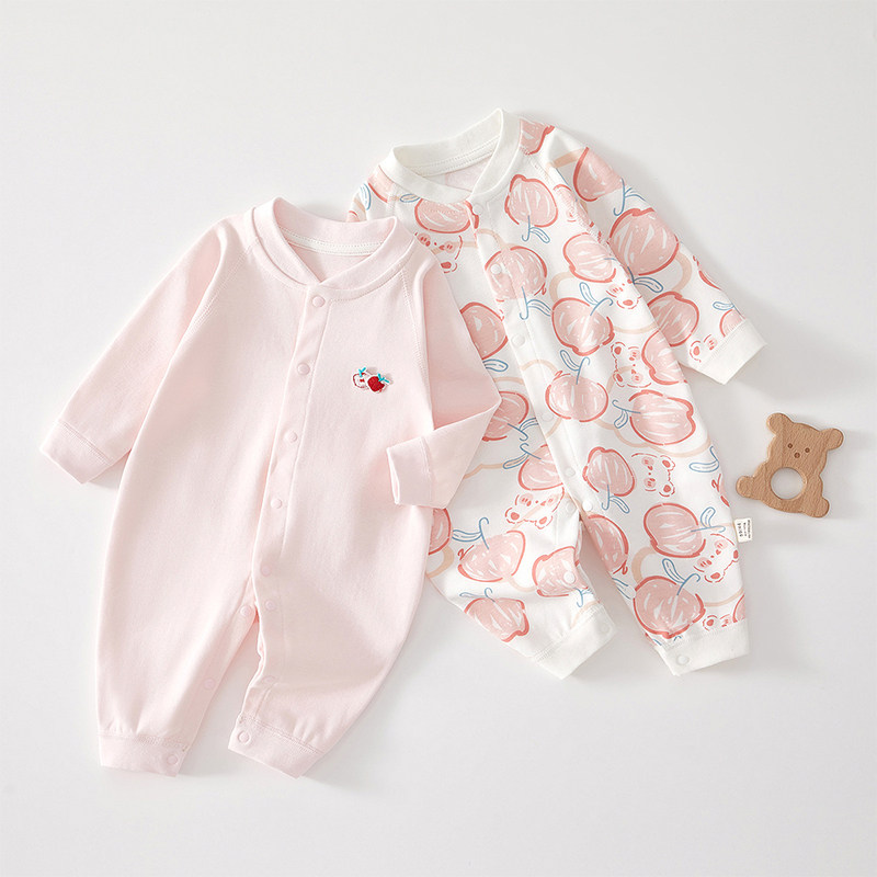 新生婴儿连体衣服a类纯棉男女宝宝哈衣爬服春秋无骨打底内衣睡衣