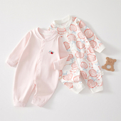 新生婴儿连体衣服a类纯棉男女宝宝哈衣爬服春秋无骨打底内衣睡衣