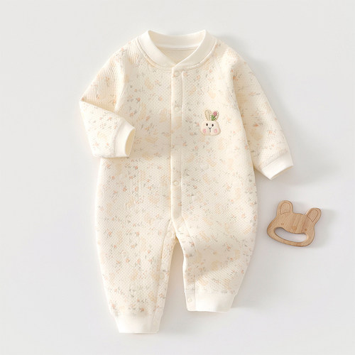 新生婴儿连体衣秋冬款保暖夹棉无骨哈衣男女宝宝爬服冬季外出衣服