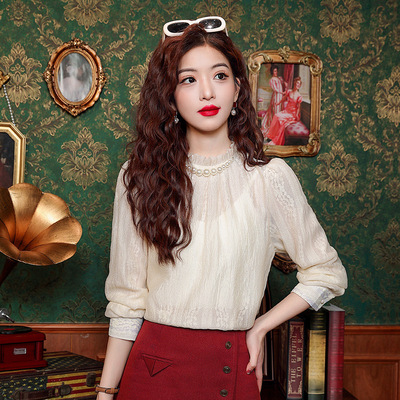 新款法式木耳边衬衫女士2025春夏