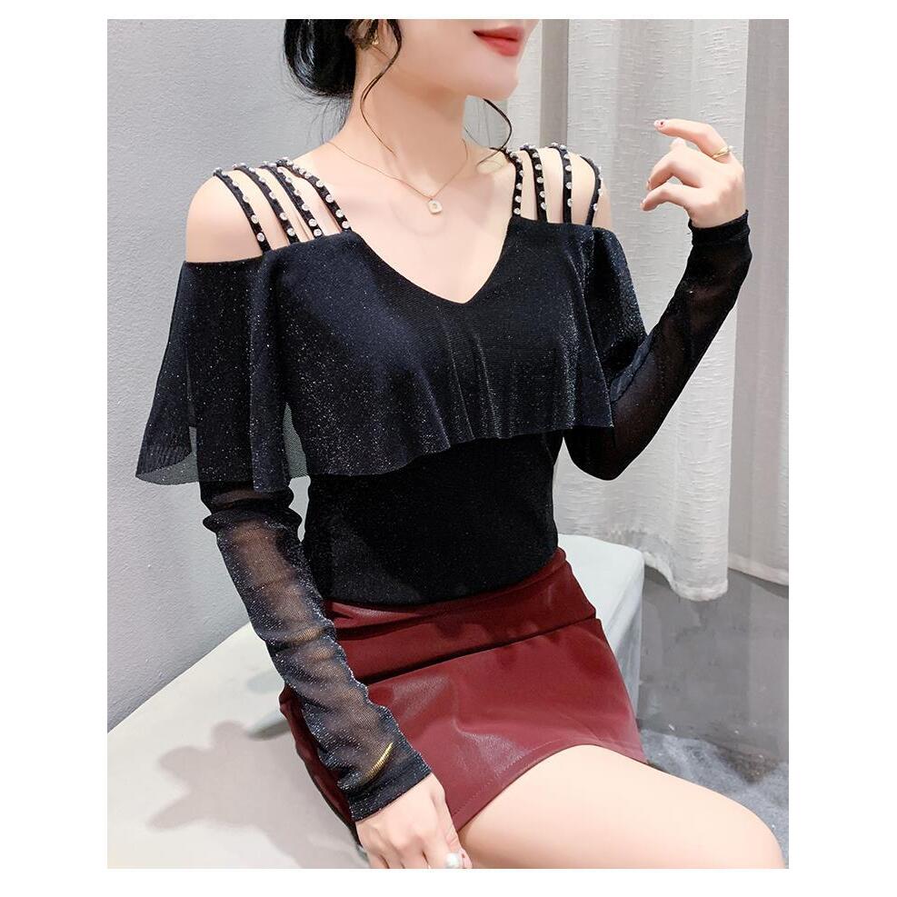 长袖休闲风网纱实拍新设计师款