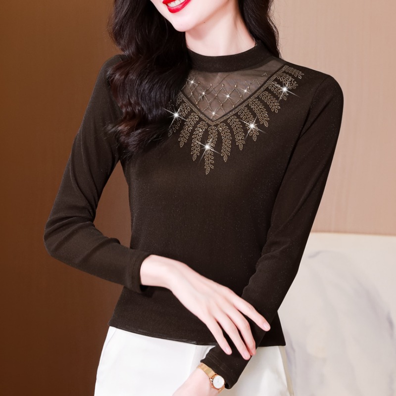 长袖优雅风网纱2024秋季妈妈装