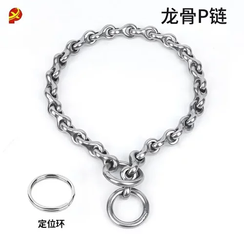 龙骨304不锈钢狗狗项圈P链中型