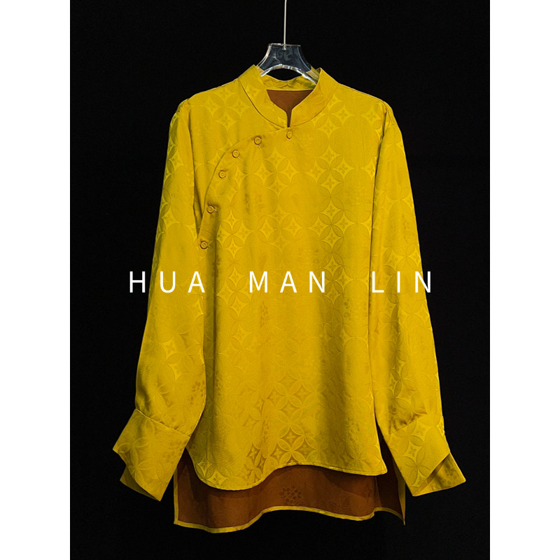 【花满林】小立领斜襟包扣前短后长香云纱桑蚕丝上衣252943