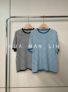 【花满林】两色圆领条纹短袖上衣51744