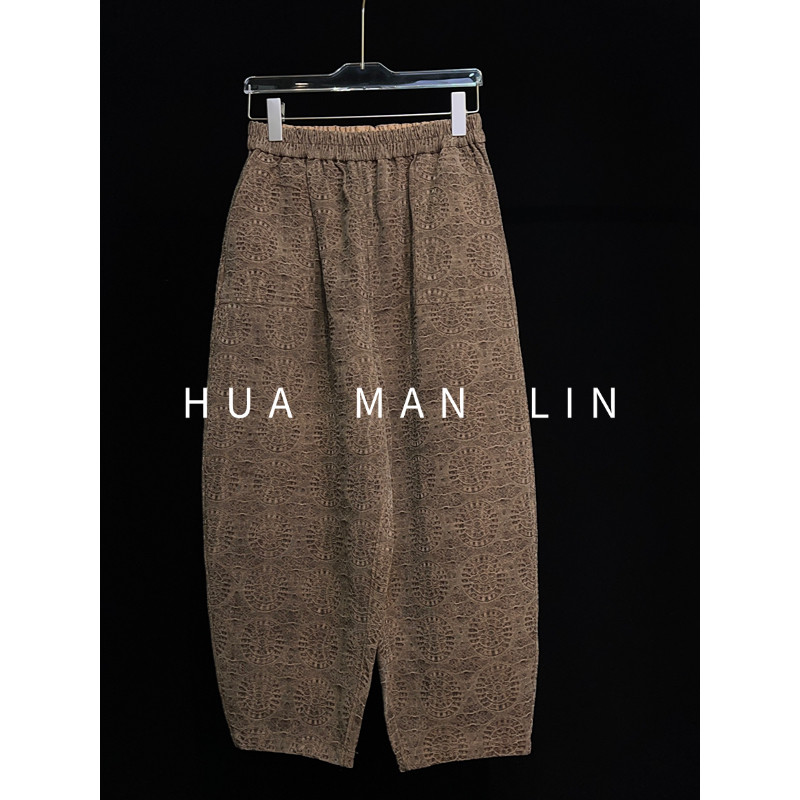 【花滿林】全松紧腰油丝香云纱真丝桑蚕丝休闲裤86280