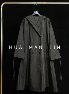 【花满林】袖口抽绳连帽万事利塔夫绸真丝桑蚕丝风衣251531