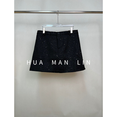 【花满林】一粒扣后松紧腰亮片秋冬直筒半裙11290