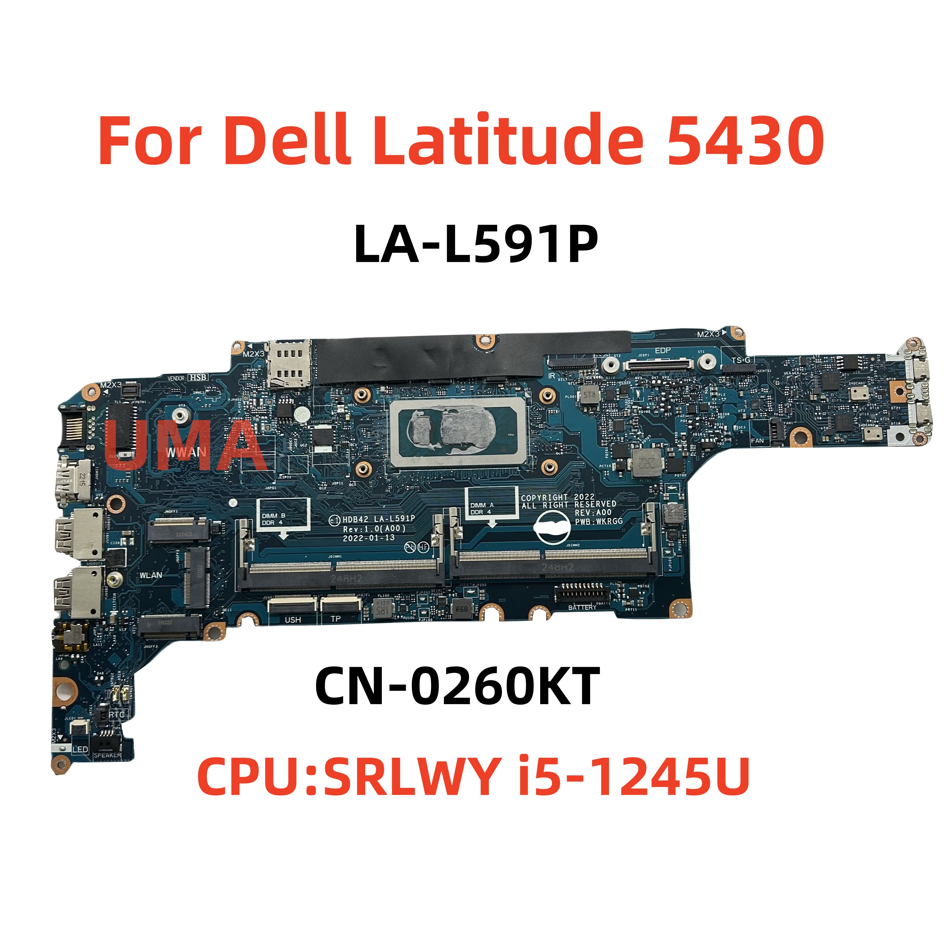 戴尔 DELL 5430 主板 LA-L591P I3 5 I7 CN-0260KT 集成 现货