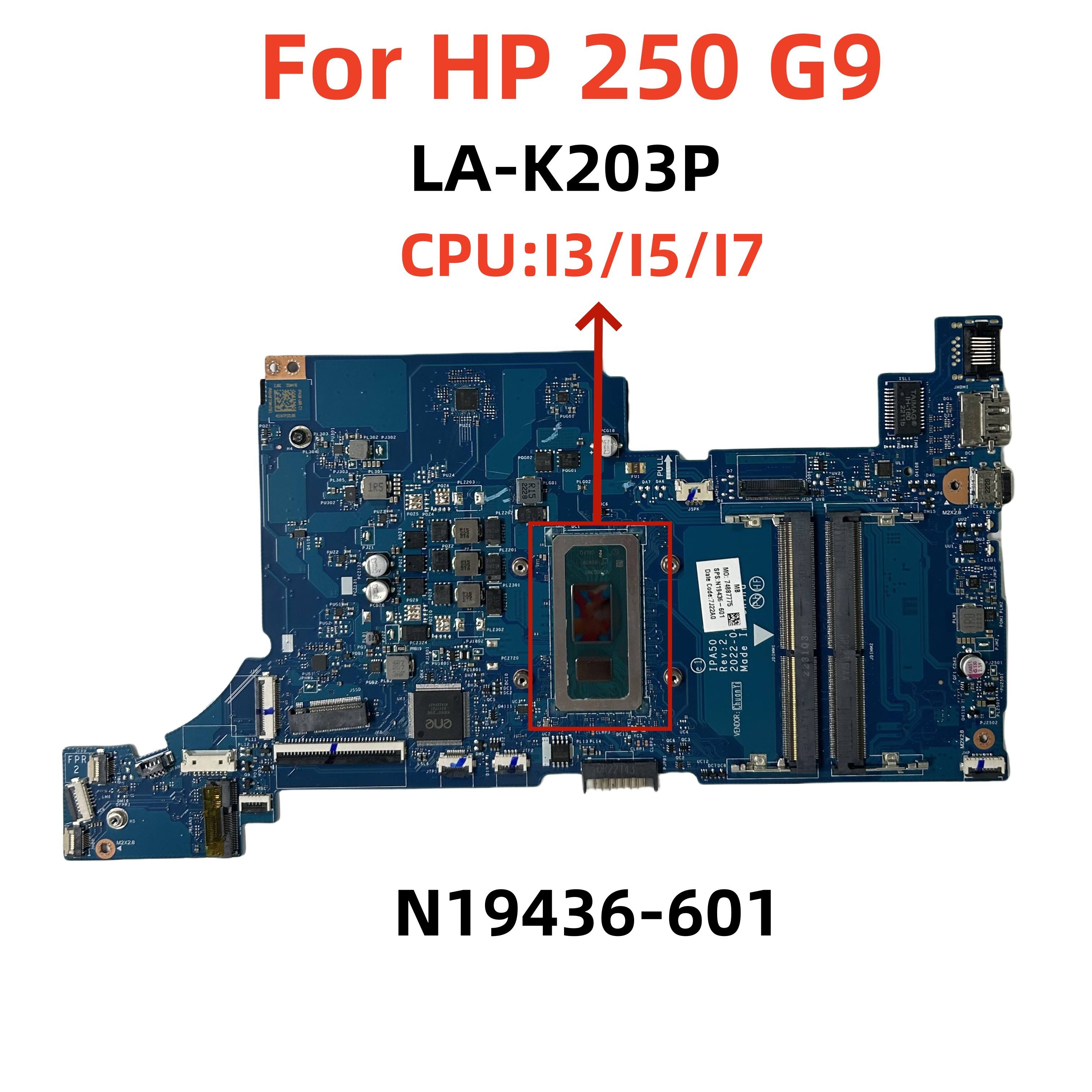 惠普 HP 250 G9  主板 LA-K203P I3/I5/I7 N19436-601 集成 现货