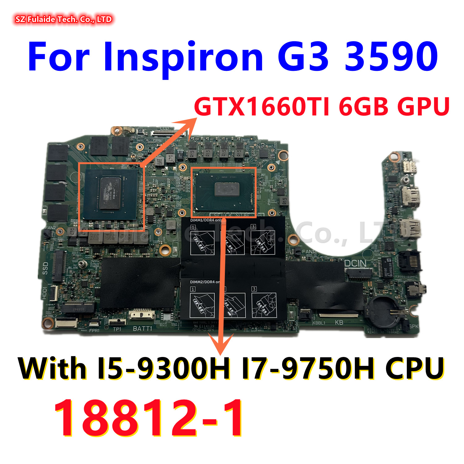 戴尔/DELL 游匣 G3 3590主板 18812-1 i7 I5 CPU GTX1660Ti FMG64