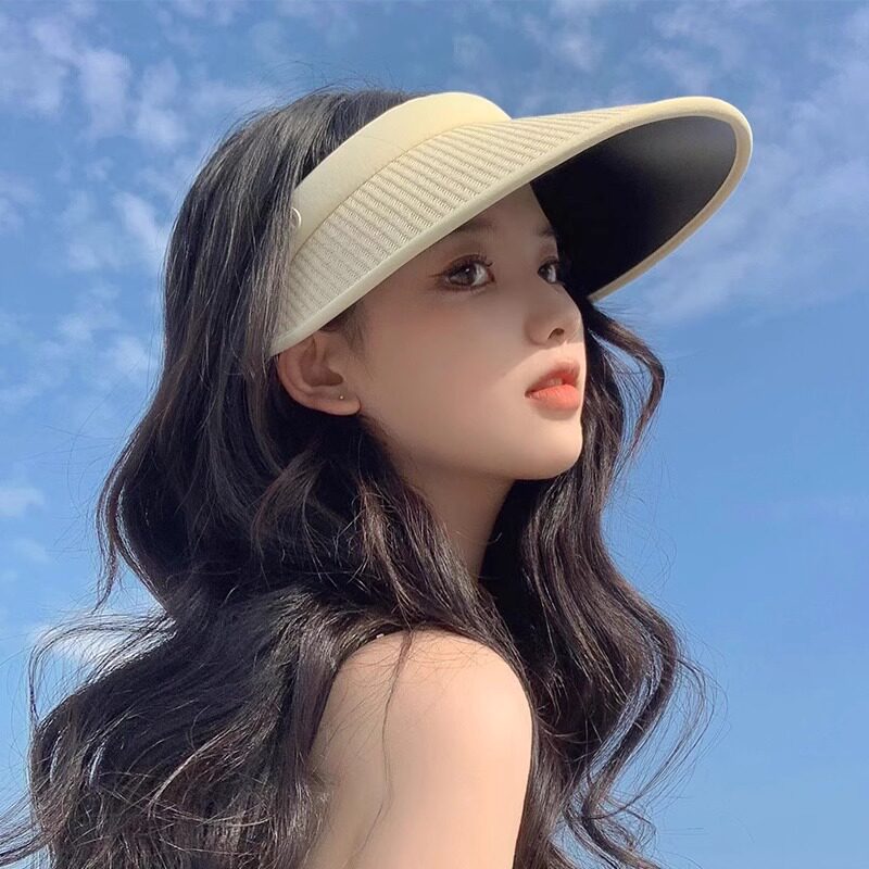 遮阳帽子女夏季可折叠防紫外线遮脸大檐空顶太阳帽骑车防晒帽女款