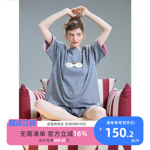 短裤 yso 短袖 睡衣女夏猫耳朵套装 休闲家居服可外穿B 酷猫系列